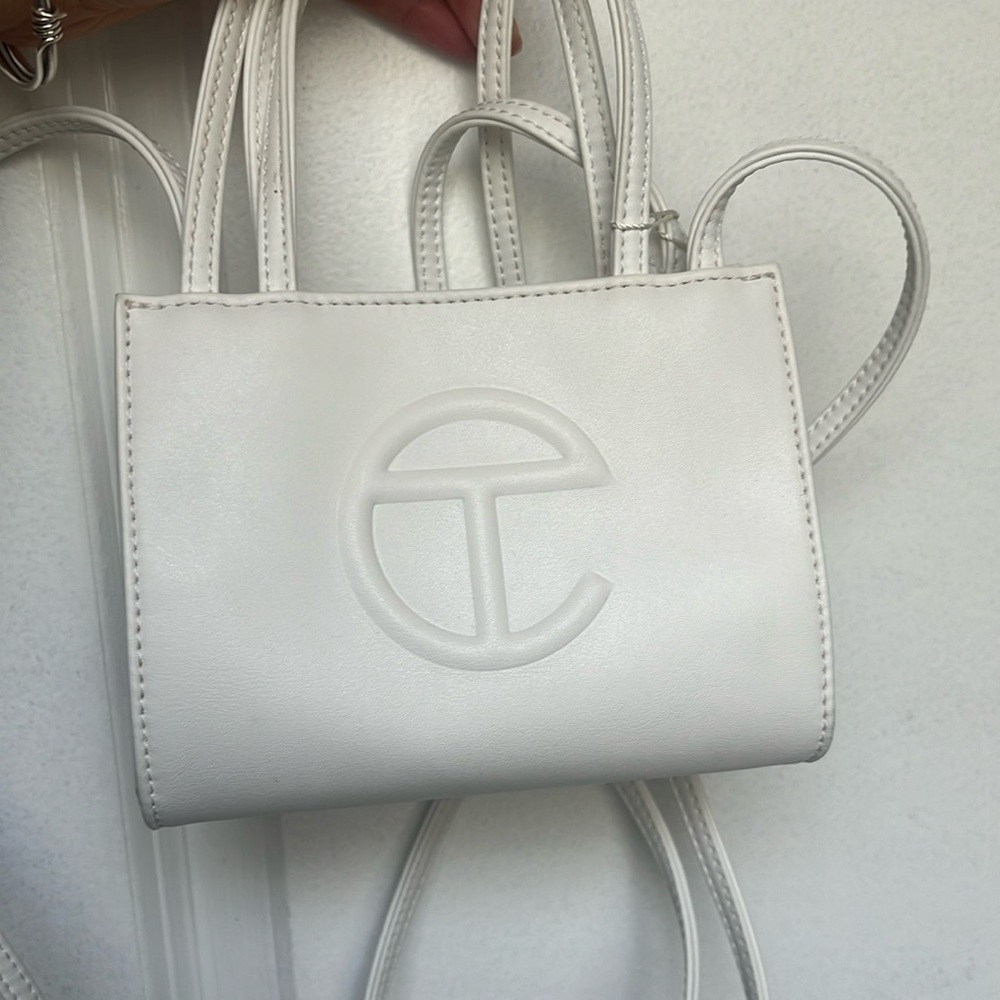 Telfar white small shopping bag